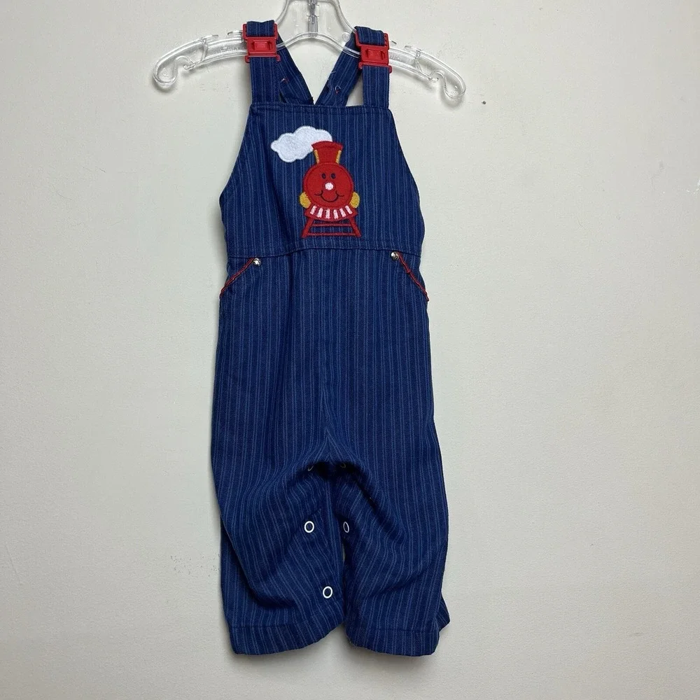 Vintage 1970's Healthtex Overalls Train Bib Trim‎ On Pockets Plastic Snap Buckle